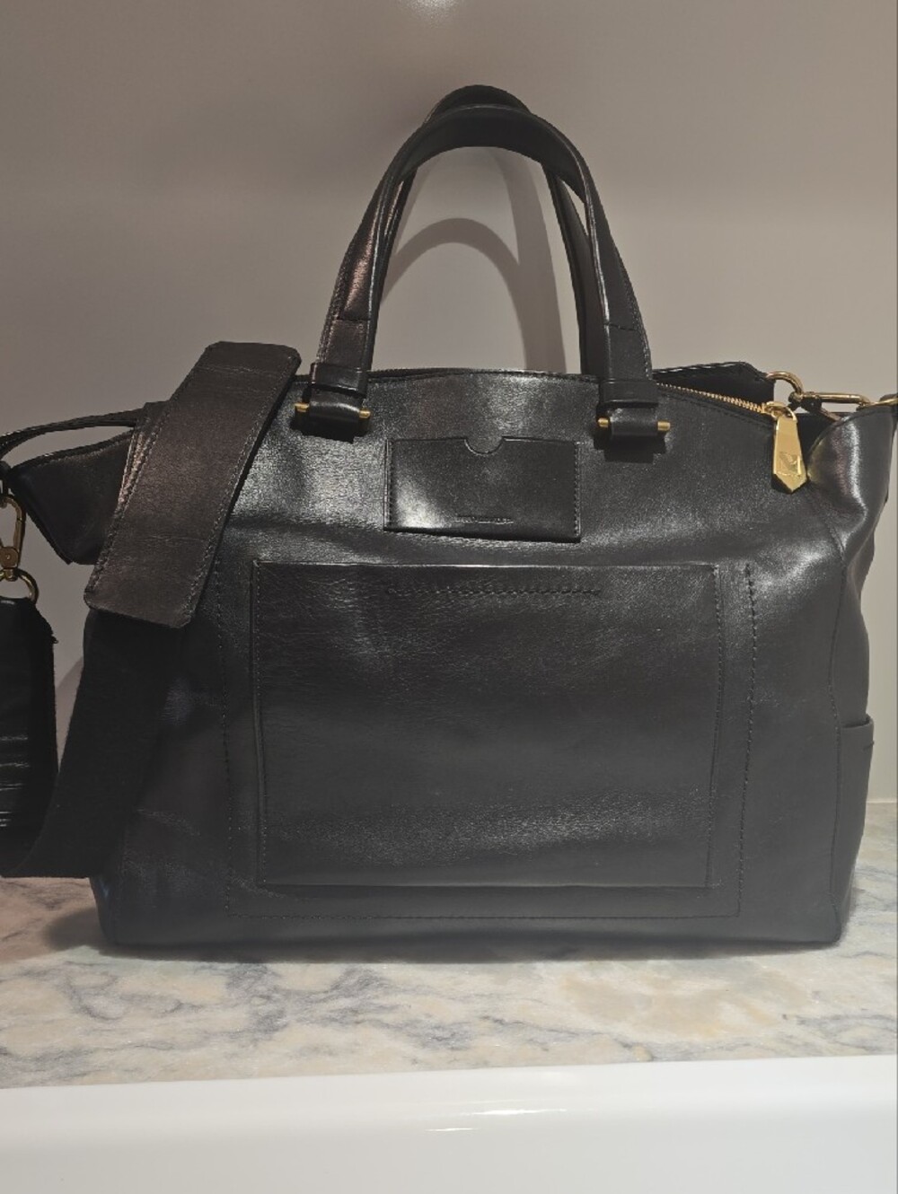 Reed Krakoff Large Black Leather Shoulder Tote with Gold Hardware - Picture 16 of 16